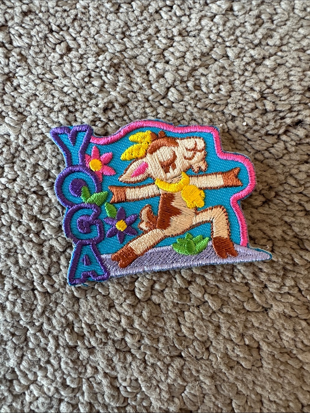 Yoga Lamb Iron-On Patch - Pink & Blue Embroidered Kids Toy Accessory